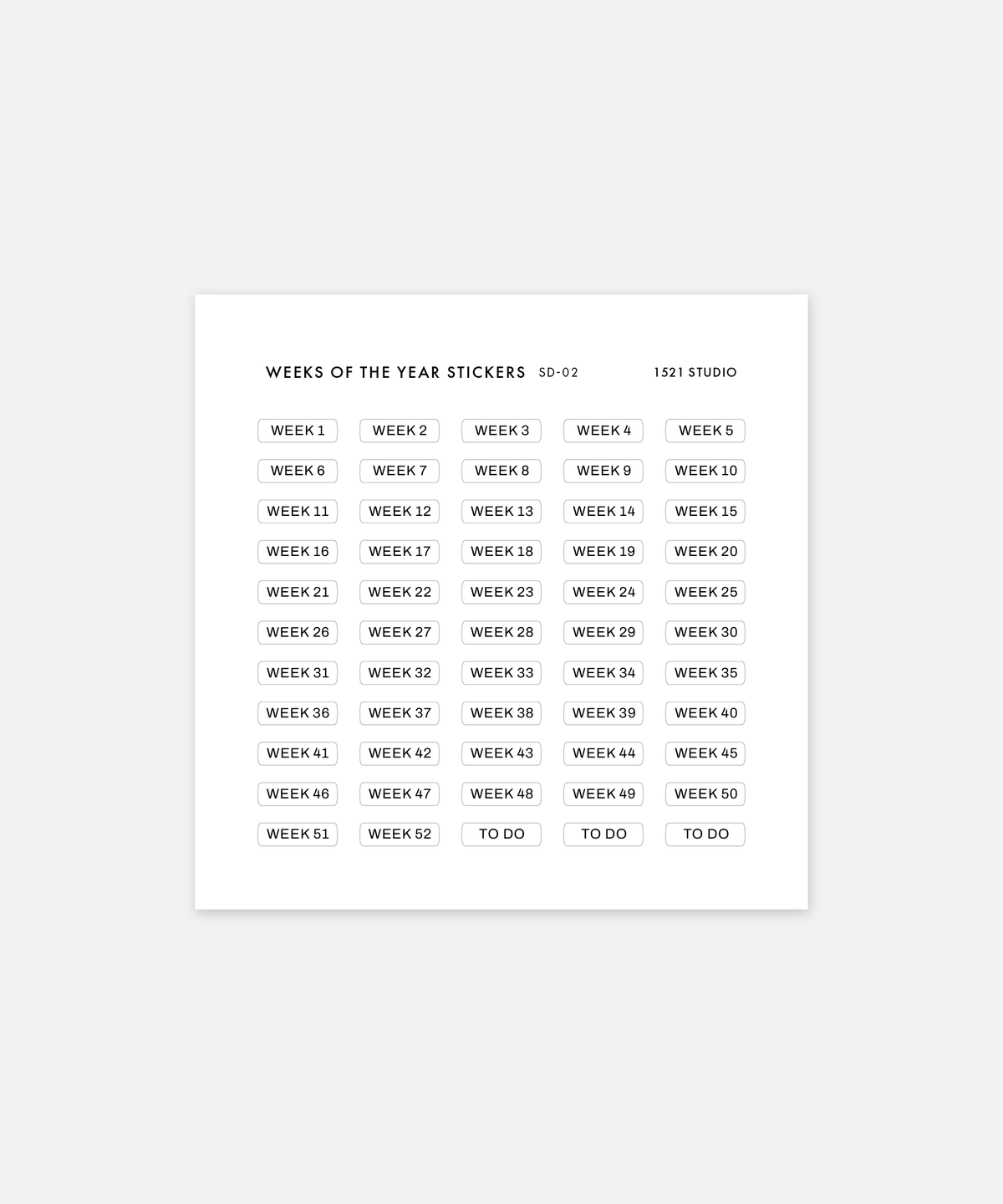 52 Weeks of the Year Stickers