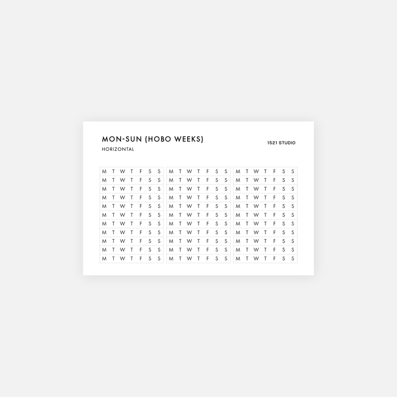 Tracker Stickers for Hobo Weeks / 0.35cm grids