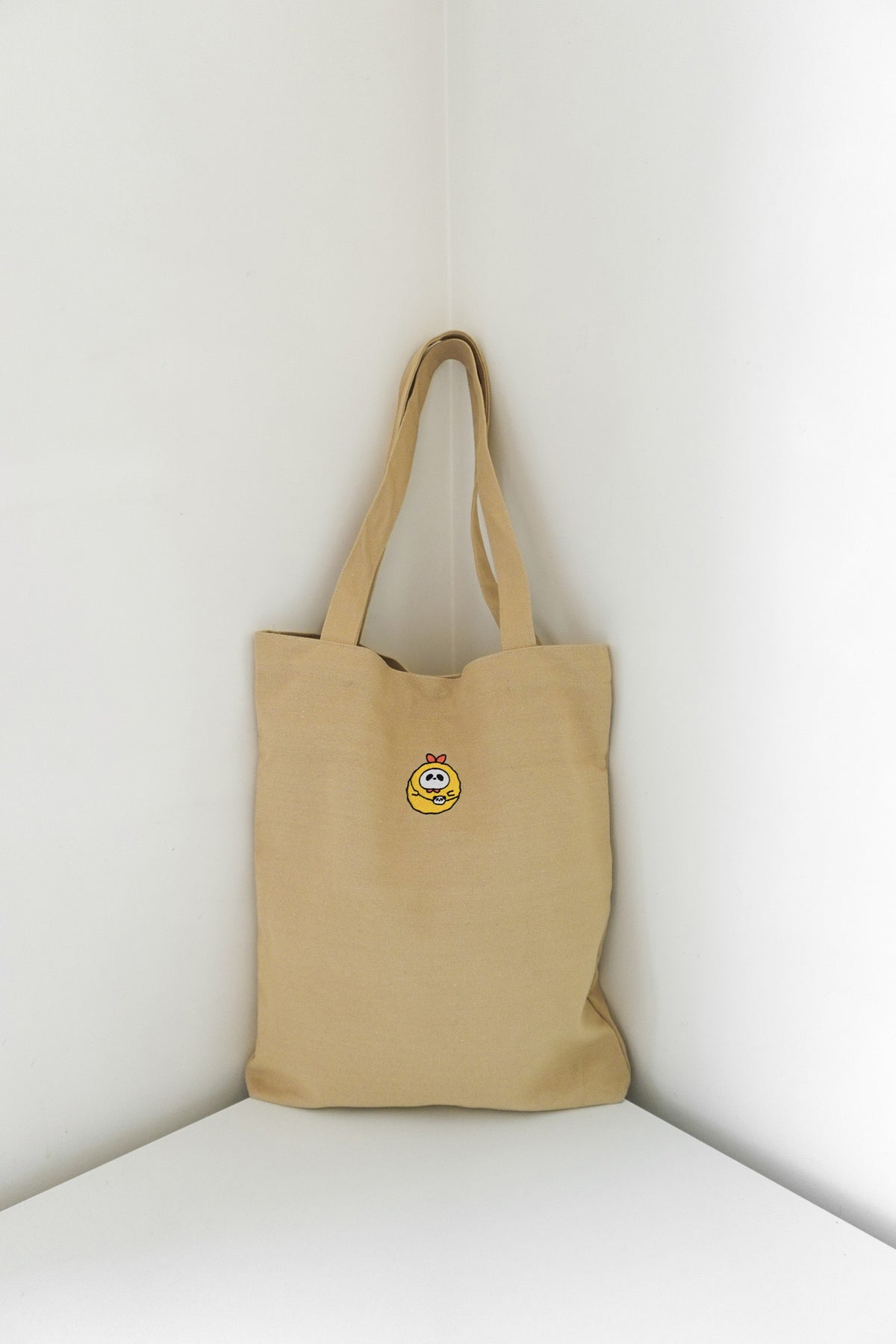 Panda Embroidered Tote Bag (Beige)