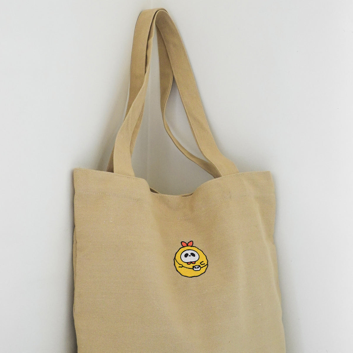 Panda Embroidered Tote Bag (Beige)