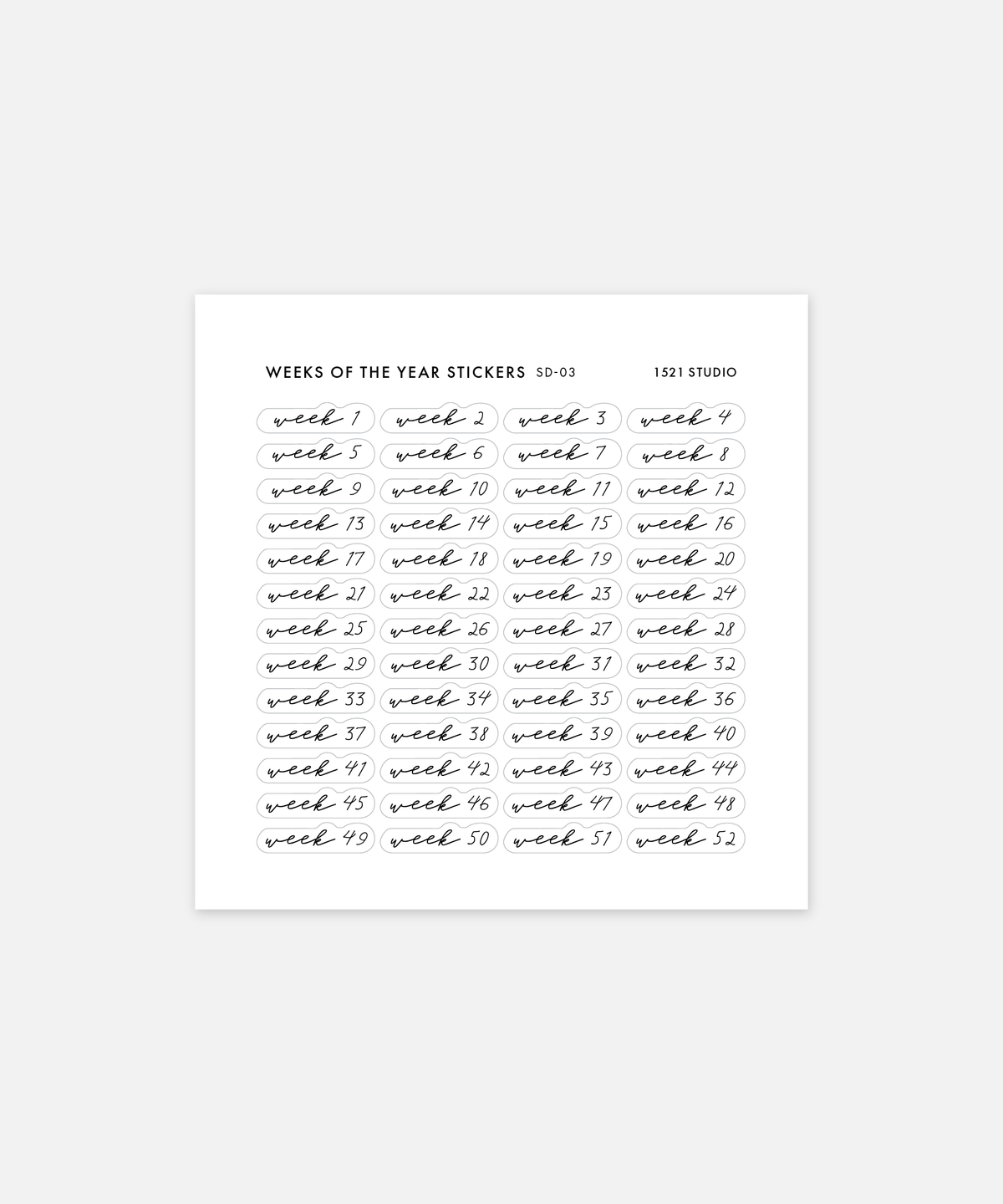 52 Weeks of the Year Stickers