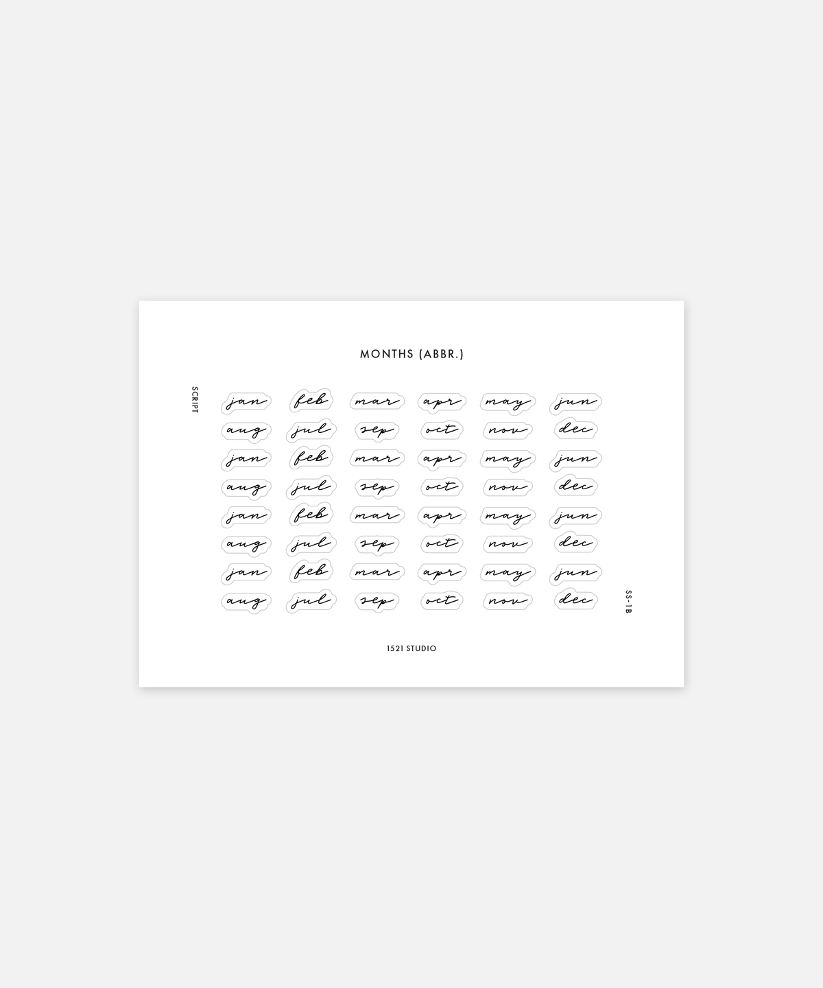 Months of the Year Script Stickers