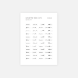 Days of the Week Script Stickers