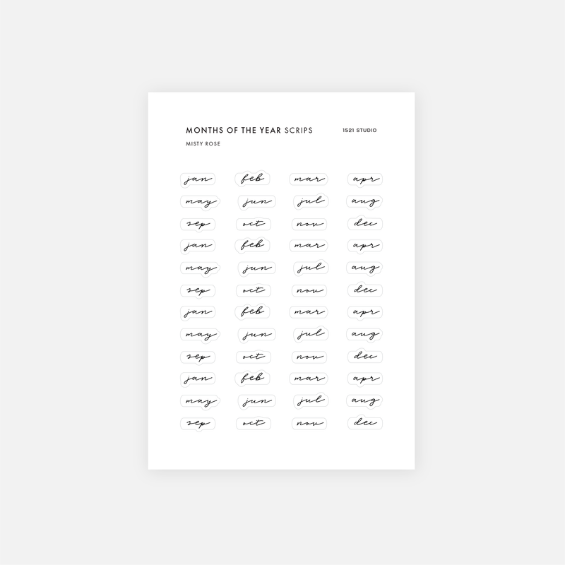 Months of the Year Script Stickers
