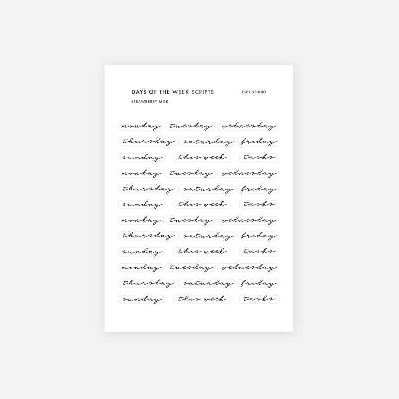 Days of the Week Script Stickers