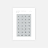 Abbr. Days of the Week Header Stickers