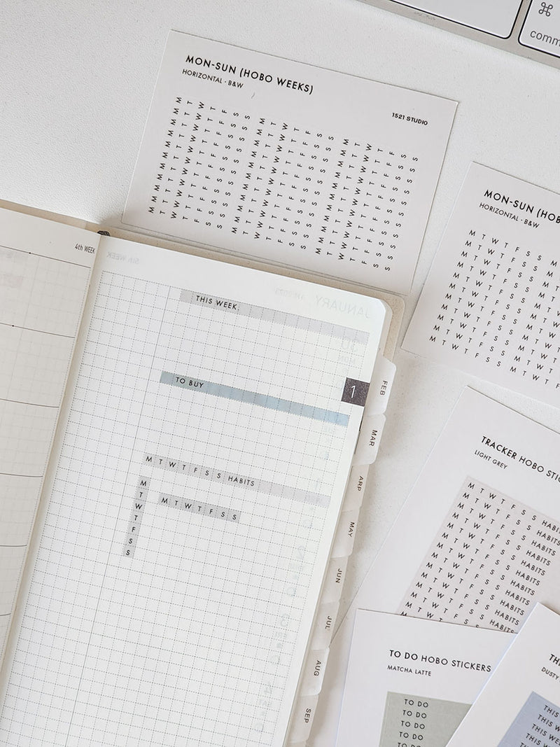Tracker Stickers for Hobo Weeks / 0.35cm grids